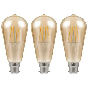 Crompton LED Squirrel Cage ST64 5W B22 Dimmable Filament Extra Warm White Antique Bronze (40W Eqv) (3 Pack)