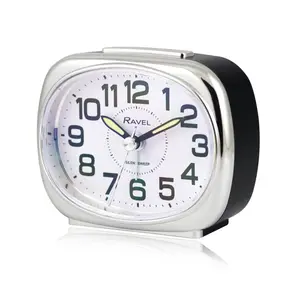 Analogue Quartz Movement / Crystal Alarm Tabletop Clock Black/Clear