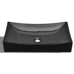 Ceramic Bathroom Sink Basin Black Rectangular