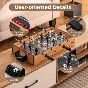 COSTWAY 51cm Foosball Table Mini Football Table w/ LED Lights Compact Game Table