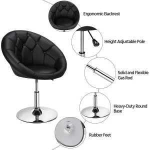 Yaheetech Black Upholstered Height Adjustable Swivel Chair