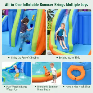 Costway Inflatable Water Park Double Water Slide w/ 4 Sprayers & 2 Water Guns