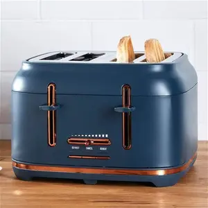 Dunelm 4 Slice Matt Navy & Copper Toaster, Industrial, Blue, Stainless Steel