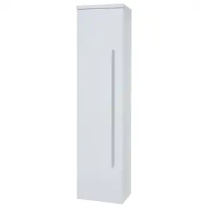 Bathroom Wall Mounted Tall Boy Unit 1400mm High x 355mm Wide - White  - Brassware Not Included