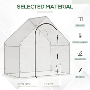 Outsunny Walk-In Portable Greenhouse Mini Grown House Steel Frame Window White