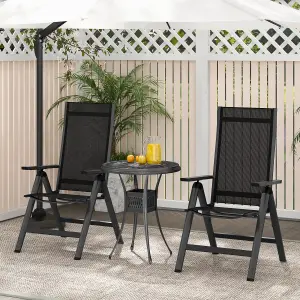 Costway Set of 2 Patio Folding Chairs Outdoor Dining Chairs w/ 7-Position Adjustable Backrest