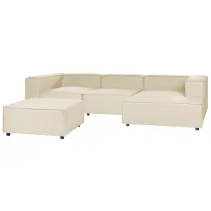 Corner Sofa with Ottoman APRICA Beige Fabric Left Hand