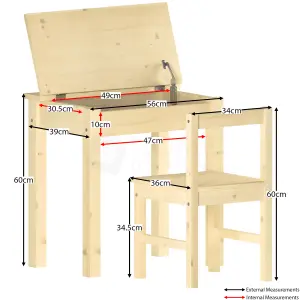 Junior Vida Aries Solid Pine Desk & Chair 2 Piece Set Children Kids Furniture