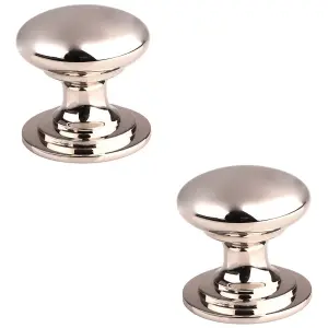 2 PACK - Victorian Tiered Door Knob - 32mm Polished Nickel Cabinet Pull Handle Round Rose