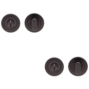 2 PACK - Round Thumbturn Lock and Release With Indicator Matt Black