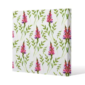 Pink & Green Leaves (Canvas Print) / 90 x 90 x 4cm