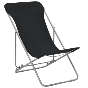 Berkfield Folding Beach Chairs 2 pcs Steel and Oxford Fabric Black