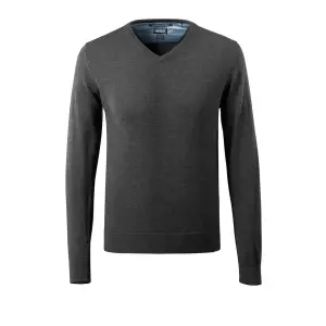 Mascot Frontline Merino Wool Knitted V-Neck Jumper (Dark Anthracite/Light Grey-Flecked)  (Small)