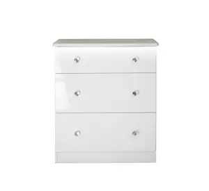 Broadway 3 Drawer Deep Chest with LED lights in White Gloss (Ready Assembled)