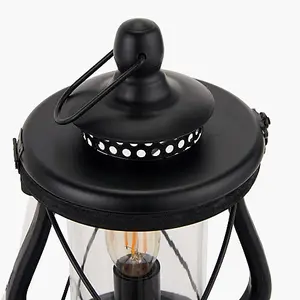 Black Wood Lantern Table Lamp Miners Oil Lamp