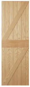 Cottage Wooden Oak veneer External Front door, (H)1981mm (W)838mm