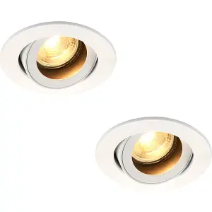 2 PACK Recessed Tiltable Ceiling Downlight - 50W GU10 Reflector - Matt White