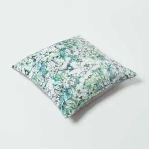 Homescapes Floral Garden Green Velvet Cushion 46 x 46 cm