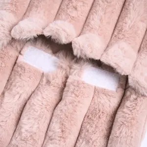 Faux Fur Hot Water Bottle Ribbed Fluffy Fleece Supersoft Warmer, Blush