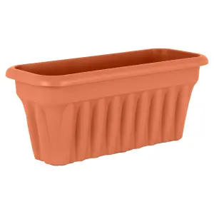 Wham 2x Vista Terracotta Plastic Planter, Large Rectangular Trough (60cm, Pack of 2)