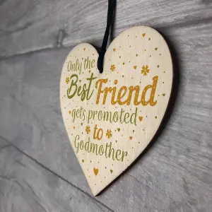 Red Ocean Godmother Gift Friendship Best Friend Christening Handmade Wooden Hanging Heart Gift Chic Plaque