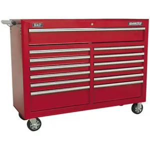 Large 13 Drawer Red Portable Tool Chest with Locking Mobile Storage