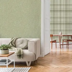 Crown M1867 Harris Texture Luxury Textured Wallpaper, Green