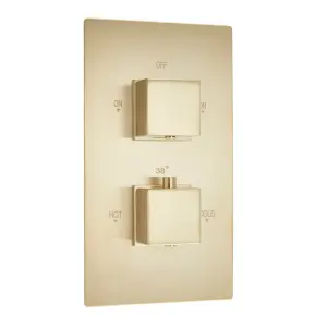 Brushed Brass Square Concealed Thermostatic Shower Valve Rainfall Set