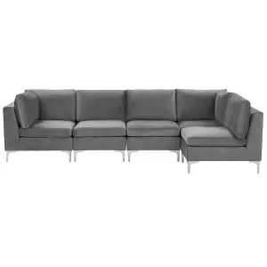 Corner Sofa EVJA Grey Velvet Left Hand