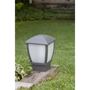 Luminosa Wilma 1 Light Outdoor Pedestal Light Dark Grey IP44, E27