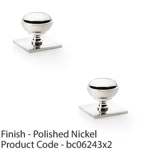 2 PACK - Classic Round Cabinet Door Knob & Matching Backplate Polished Nickel 38mm Handle