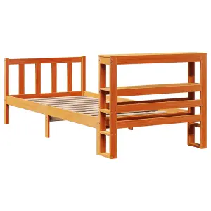 Berkfield Bed Frame with Headboard without Mattress Wax Brown 90x190 cm Single