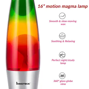 Innoteck 16" Soothing Motion Lava Lamp - Multicolour Rainbow Lava, Clear Liquid.