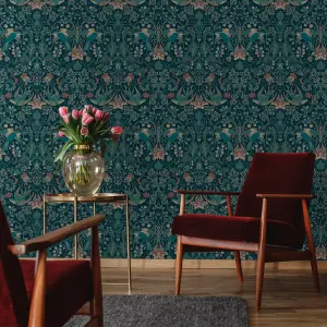 Superfresco Easy Archival Damask Blue Smooth Wallpaper