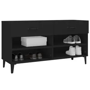 Berkfield Shoe Cabinet Black 102x35x55 cm Engineered Wood