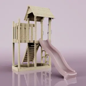 PolarPlay Balcony Tower Kids Wooden Climbing Frame with Slide - Una Rose