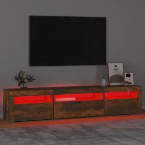 Berkfield TV Cabinet with LED Lights Smoked Oak 195x35x40 cm