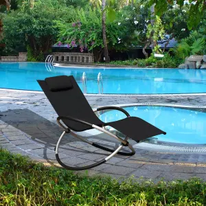 Smart Living Zero Gravity Rocking Sun Lounger Chair with Pillow  Black