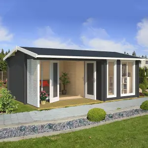 Lasita Mornington Two Room Summer House - 5.95m x 3.9m - Garden Log Cabin Double Glazed