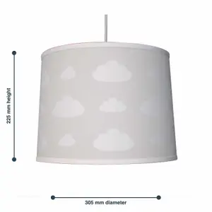 First Choice Lighting Clouds Light Grey Easy Fit Fabric Pendant Shade