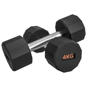 SPORTNOW Dumbbells Weights Set with 12-Sided Shape and Non-Slip Grip, 2 x 4kg