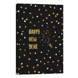 Happy New Year Gold - Wrapped Canvas Print 152.4cm H x 101.6cm W x 3.81cm D