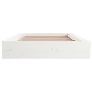 Berkfield Bed Frame White 135x190 cm Double Solid Wood