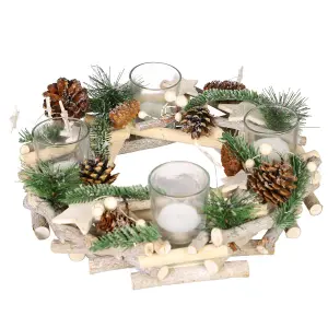 Nordic Wreath Tealight Xmas Table Decoration Centrepiece Christmas Décor Candle Holder