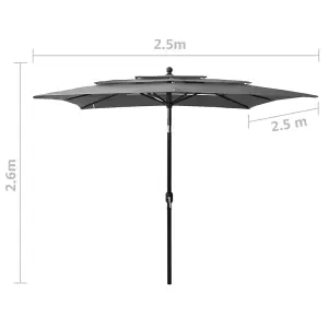 Berkfield 3-Tier Parasol with Aluminium Pole Anthracite 2.5x2.5 m