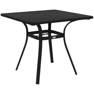 Outsunny Garden Table with Metal Tabletop, Steel Frame for Balcony, Porch, Black