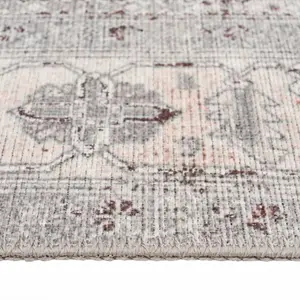 Distressed Grey Persian Style Washable Non Slip Runner Rug 60x240cm