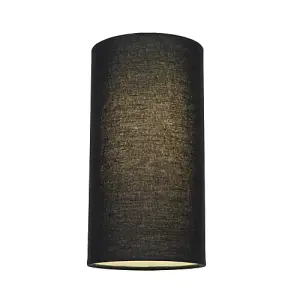 Contemporary and Stylish Jet Black Linen Fabric Tall Cylindrical 25cm Lamp Shade