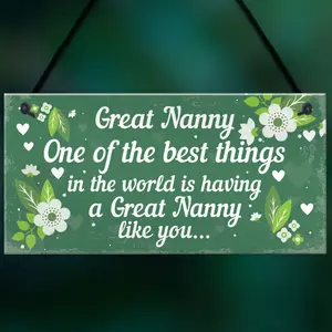 Red Ocean Great Nanny Plaque Hanging Sign Grandparent Gifts From Grandchildren Keepsake Birthday Christmas THANK YOU