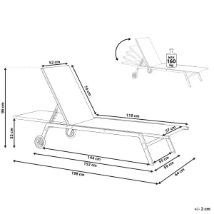 Beliani Modern Sun Lounger Metal Red LEVANZO